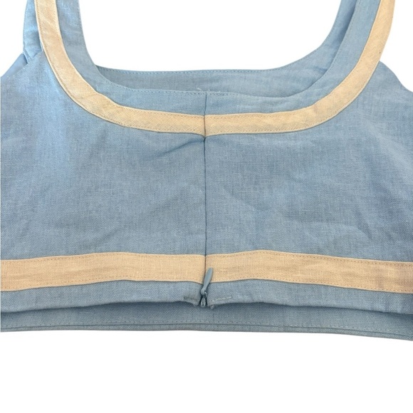 Avec Les Filles Linen Blend Crop Top In The Color Ice Blue Size Small NWT - Picture 5 of 6